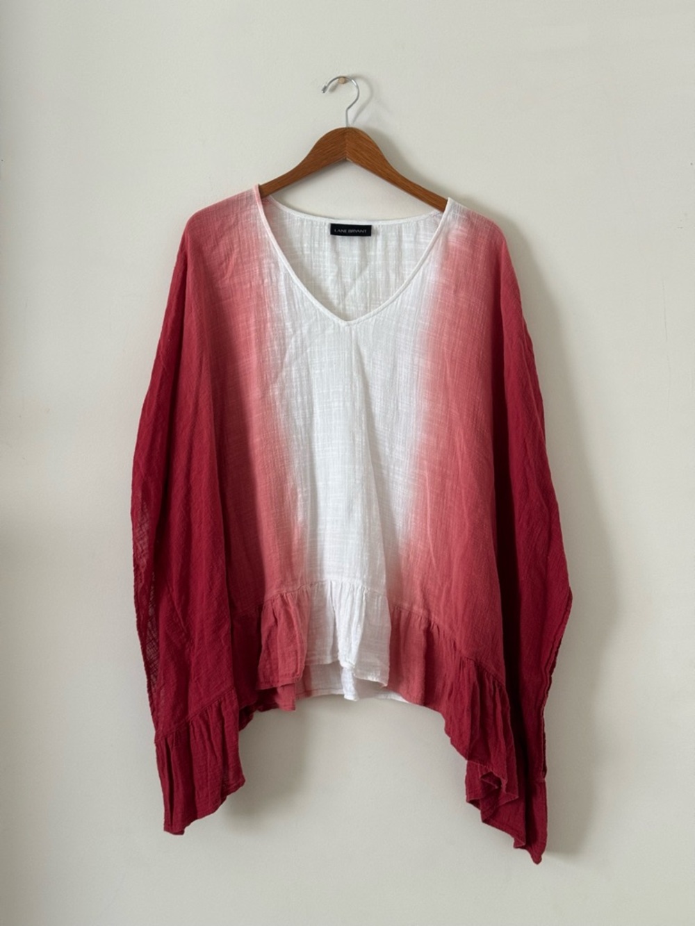 SOLD ~ Lane Bryant Pink Ombré Gauze Poncho Top - OS